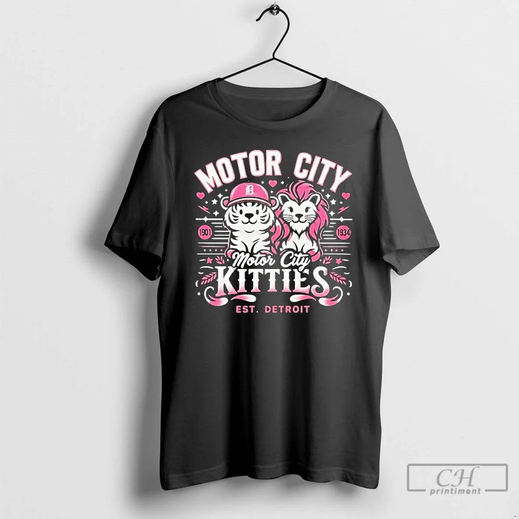 Classic Detroit Lions Tigers Motor City Kitties Est Detroit T-Shirts, Hoodie, Sweatshirt - T-Shirt, Sweatshirt, Hoodie
