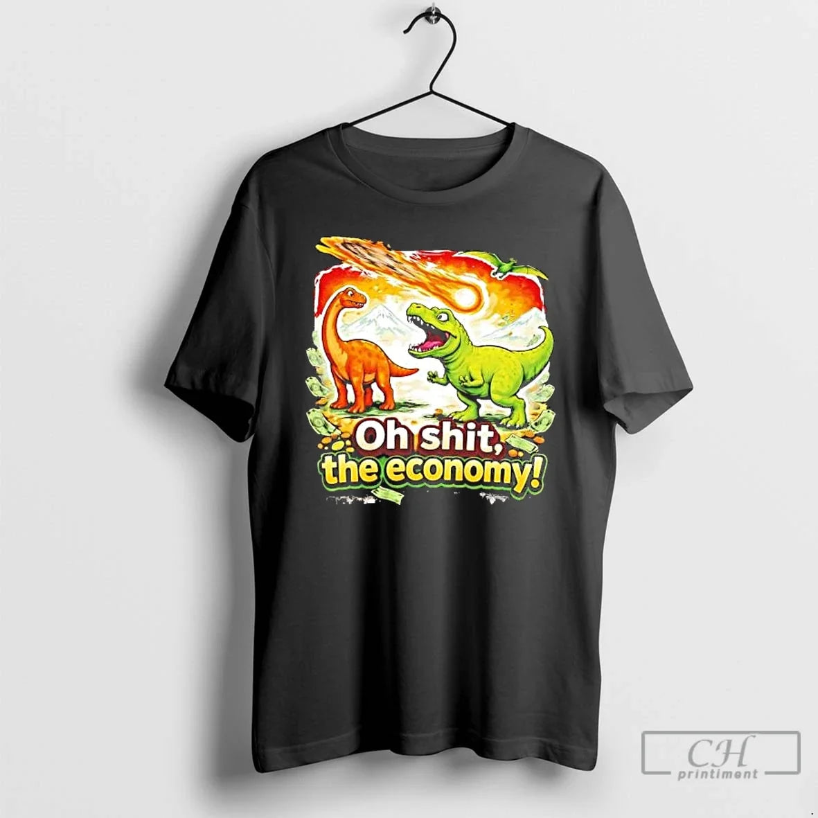 Classic Dinosaur Asteroid Oh Shit Economy T-Shirts, Hoodie, Sweatshirt - T-Shirt, Sweatshirt, Hoodie