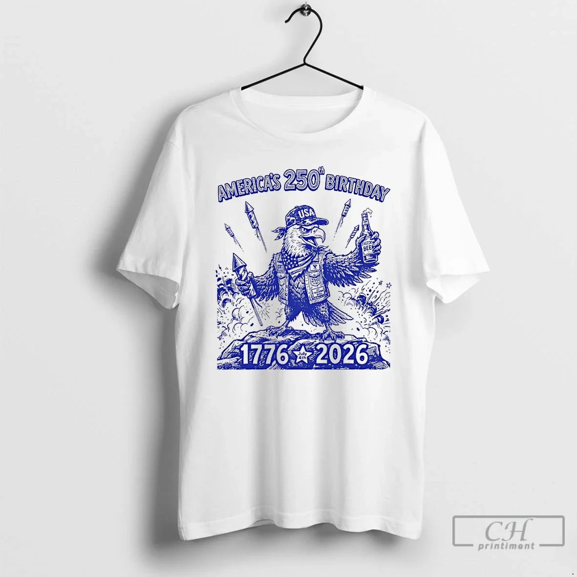 Classic Eagle Holding Freedom Beer Usa 250th Anniversary 1776 2026 4th Of July T Shirts Unisex T-shirt, Sweatshirt, Hoodie, Long Sleeve Tee - T-Shirt, Sweatshirt, Hoodie