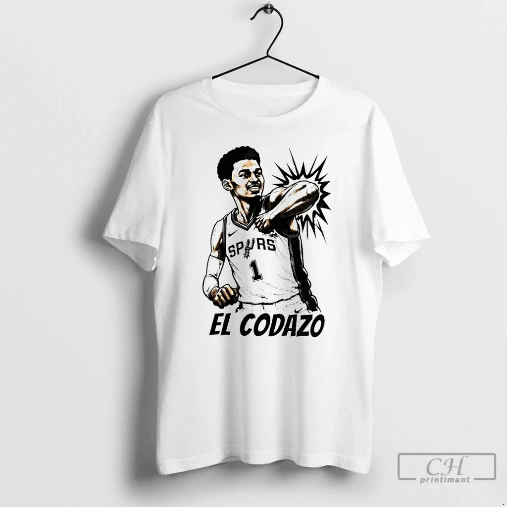 Classic El Codazo Victor Wembanyama Elbowing San Antonio Spurs Basketball Unisex T-shirt, Sweatshirt, Hoodie, Long Sleeve Tee - T-Shirt, Sweatshirt, Hoodie