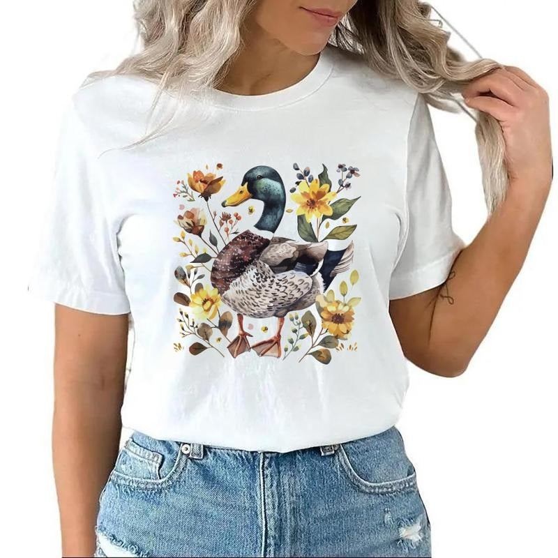 Classic Floral Mallard Duck Hunting National Hunting Day Cotton Womenswear Polyester Printed T-Shirts, Hoodie, Sweatshirt - T-Shirt, Sweatshirt, Hoodie
