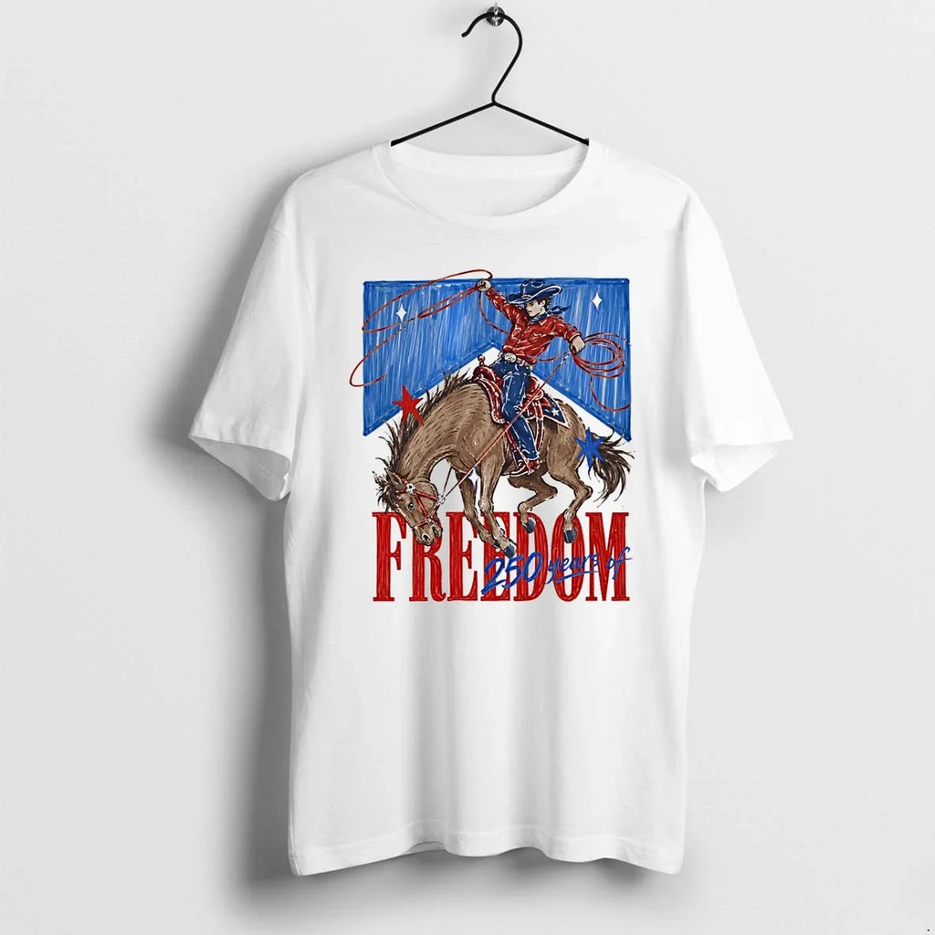 Classic Fourth Of July Cowboy 250 Years Of Freedom 1776 2026 Shirts Sweater Unisex T-shirt, Sweatshirt, Hoodie, Long Sleeve Tee - T-Shirt, Sweatshirt, Hoodie