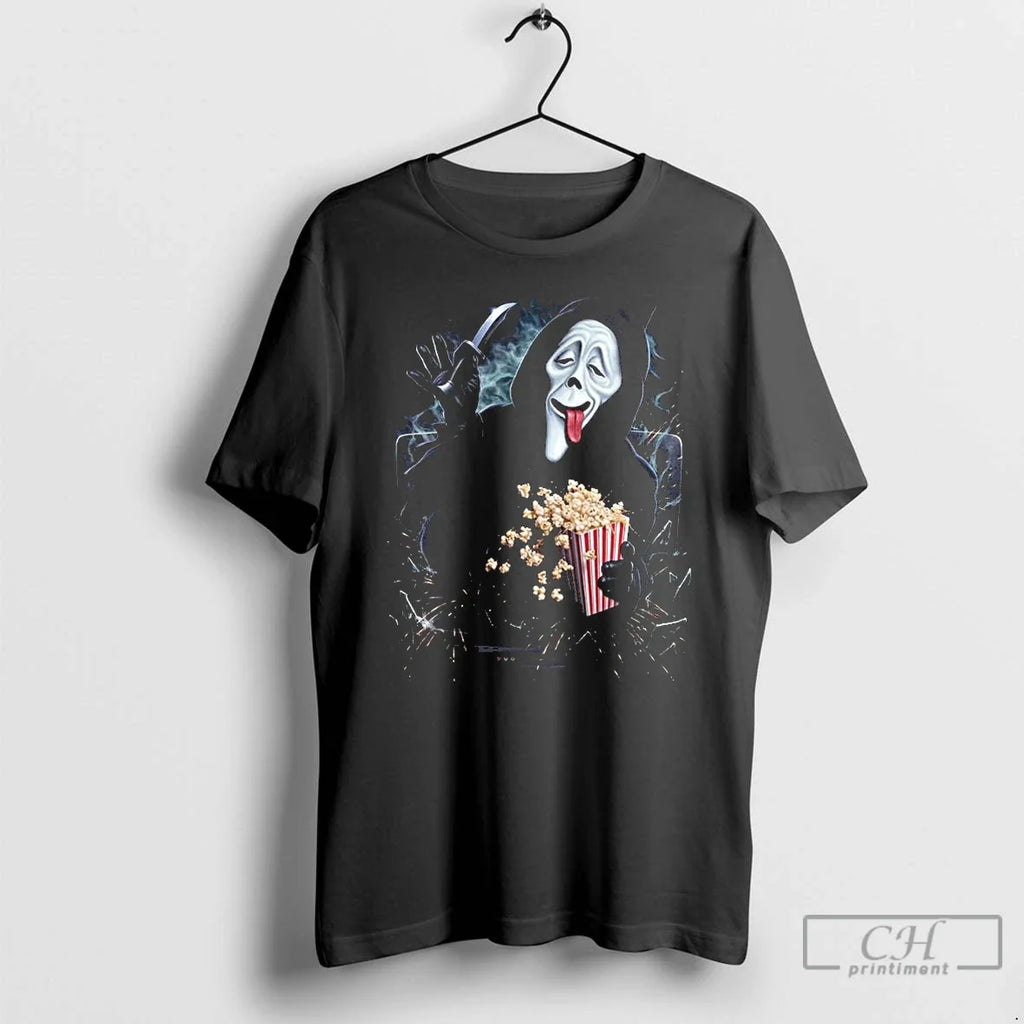Classic Ghost Face Spoof Scary Movie Munchies Unisex T-shirt, Sweatshirt, Hoodie, Long Sleeve Tee - T-Shirt, Sweatshirt, Hoodie