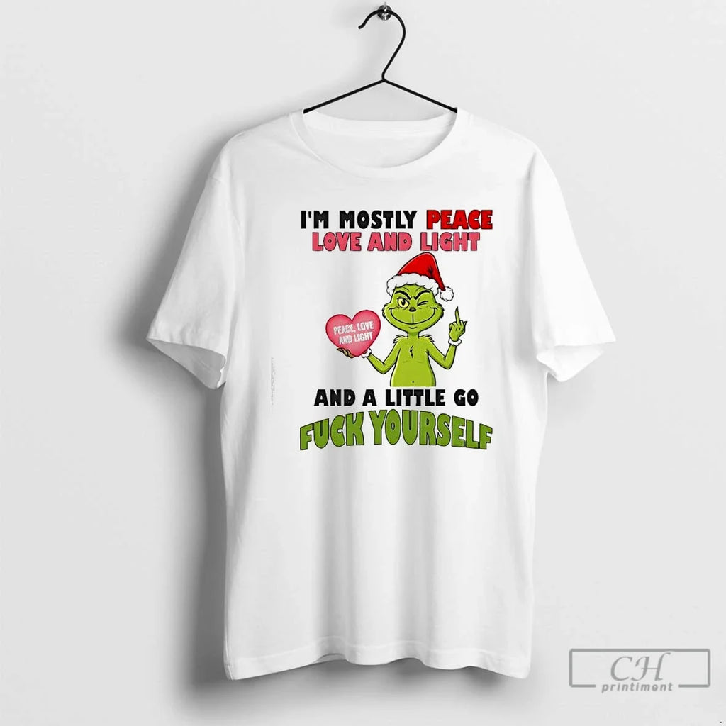 Classic Grinch Im Mostly Peace Love Light Peace Love Light Little T-Shirts, Hoodie, Sweatshirt - T-Shirt, Sweatshirt, Hoodie