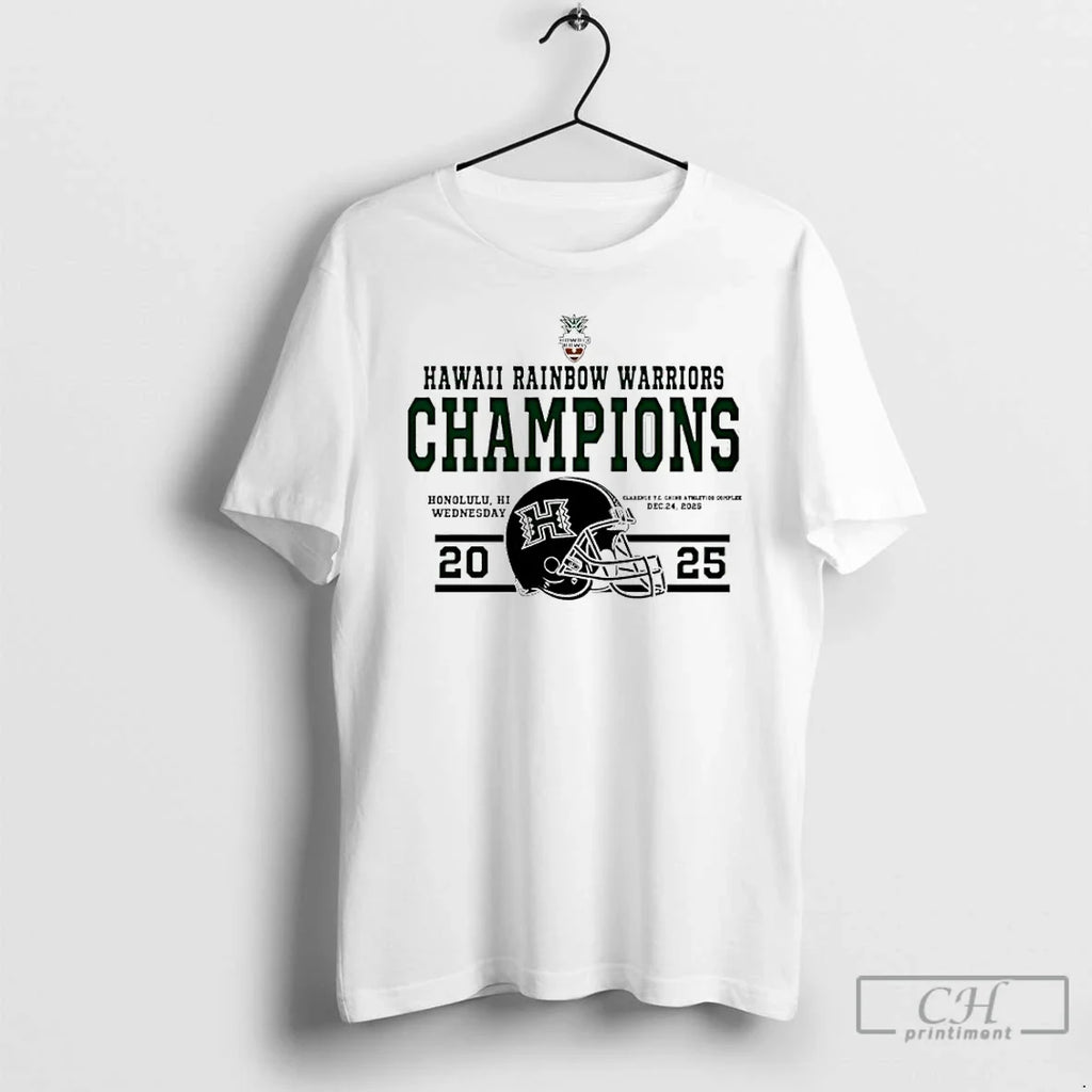 Classic Hawaii Rainbow Warriors 2025 Hawaii Bowl Champions Helmet T-Shirts, Hoodie, Sweatshirt - T-Shirt, Sweatshirt, Hoodie