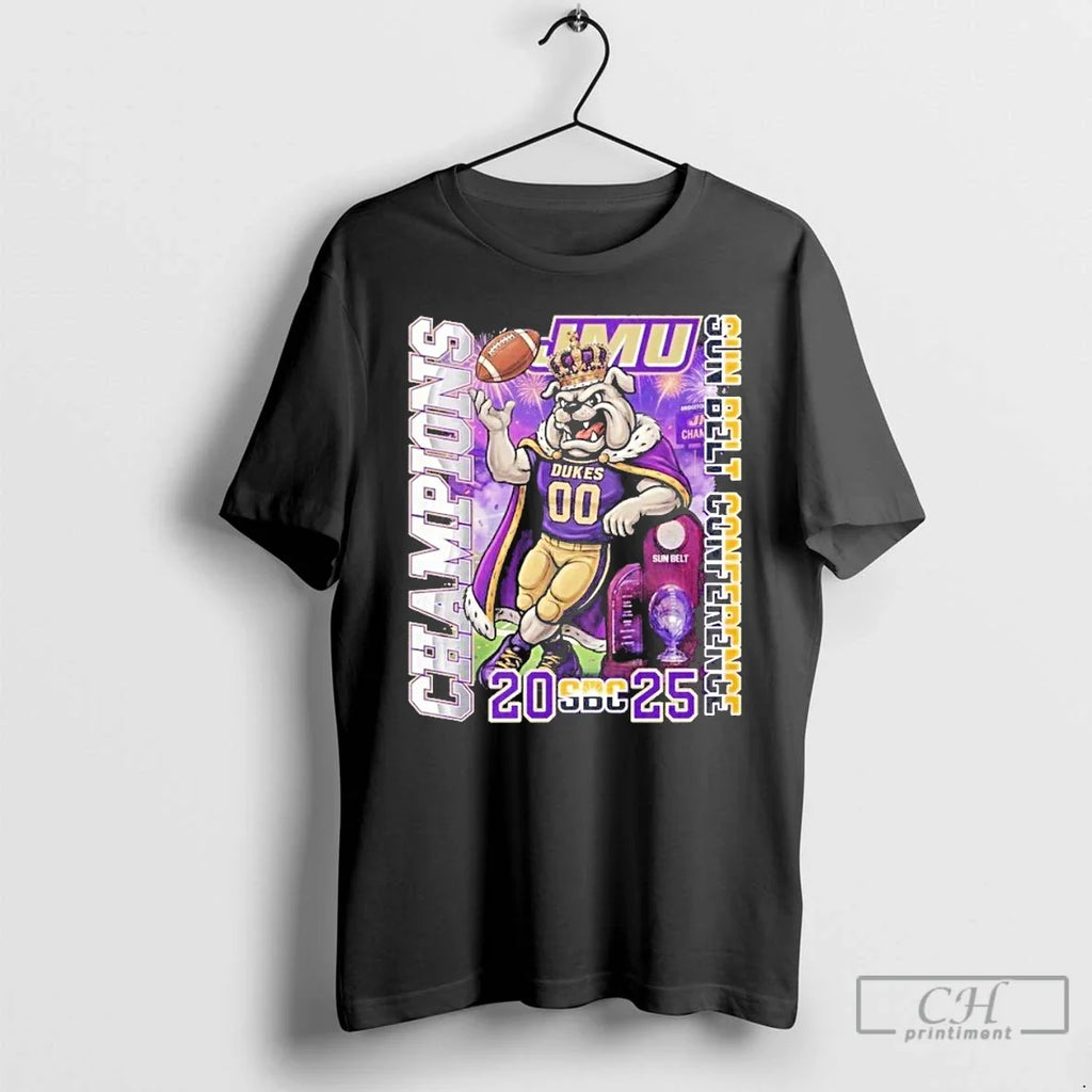 Classic James Madison Dukes 2025 Sun Belt Conference Champion Mascot T-Shirts, Hoodie, Sweatshirt - T-Shirt, Sweatshirt, Hoodie
