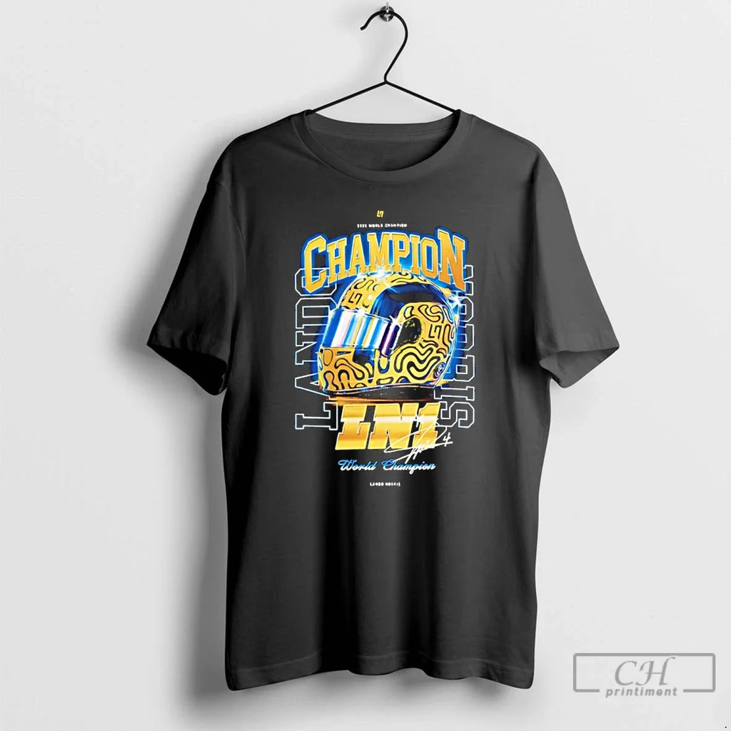 Classic Lando 2025 World Champion Signature Helmet T-Shirts, Hoodie, Sweatshirt - T-Shirt, Sweatshirt, Hoodie