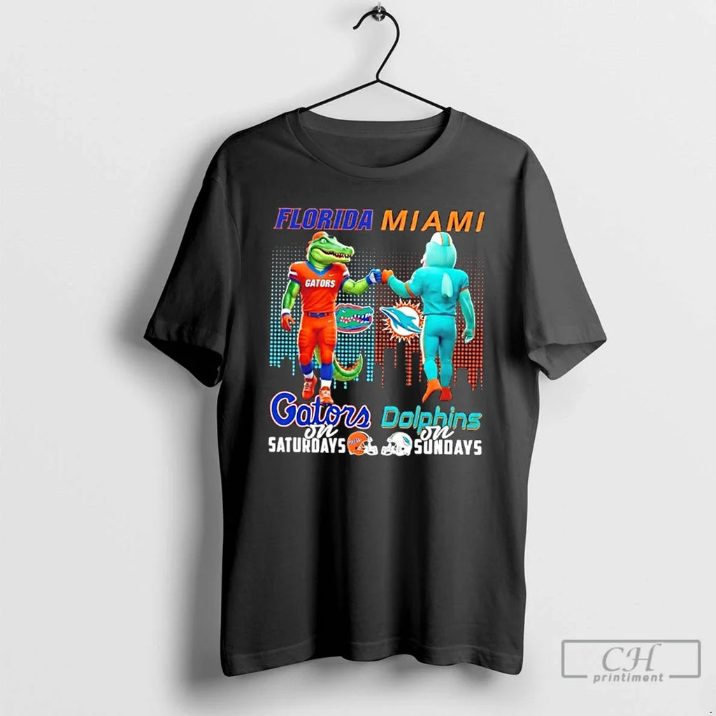 Classic Mascots Florida Gators Saturdays X Miami Dolphins Sundays Skyline T-Shirts, Hoodie, Sweatshirt - T-Shirt, Sweatshirt, Hoodie