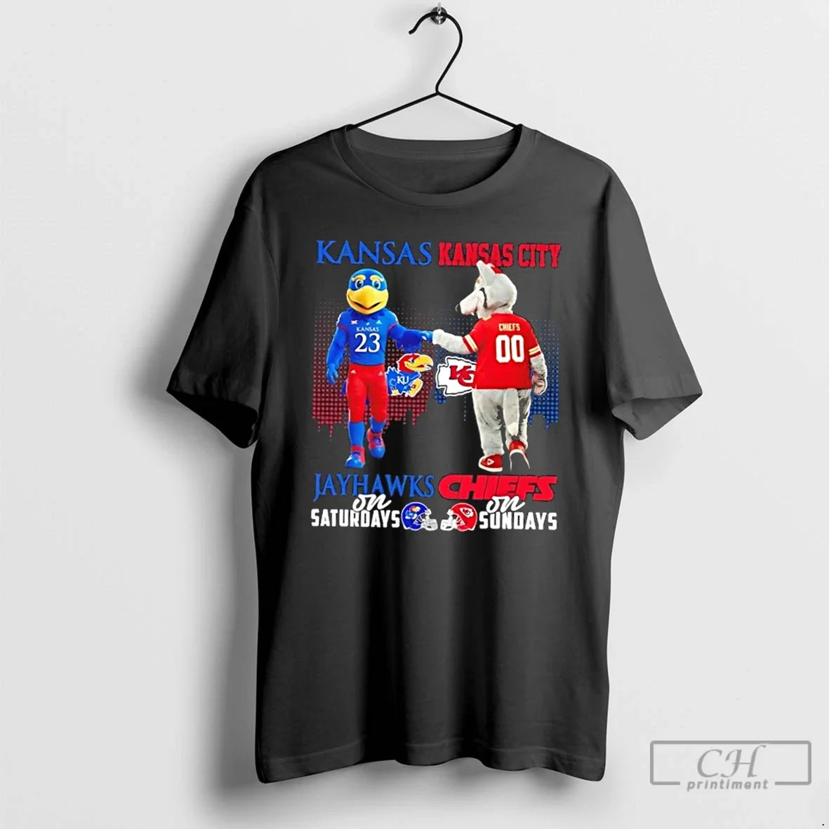 Classic Mascots Kansas Jayhawks Saturdays X Kansas City Chiefs Sundays Skyline T-Shirts, Hoodie, Sweatshirt - T-Shirt, Sweatshirt, Hoodie