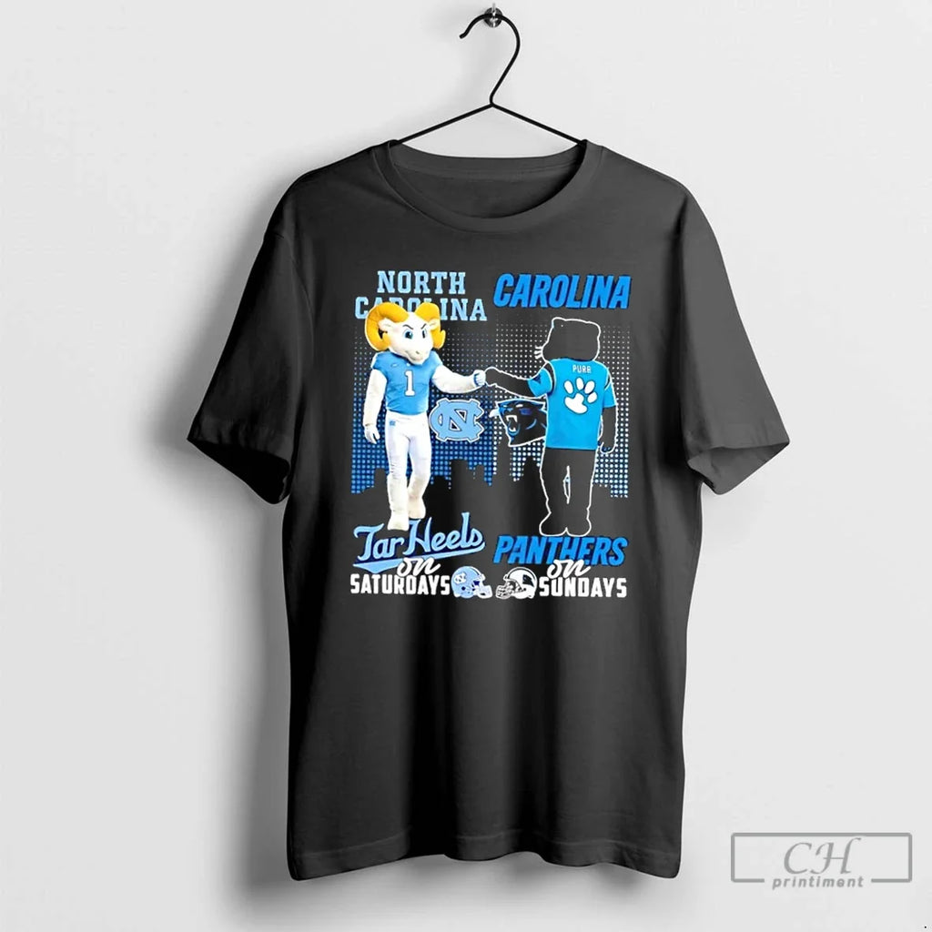 Classic Mascots North Carolina Tar Heels Saturdays X Carolina Panthers Sundays Skyline T-Shirts, Hoodie, Sweatshirt - T-Shirt, Sweatshirt, Hoodie