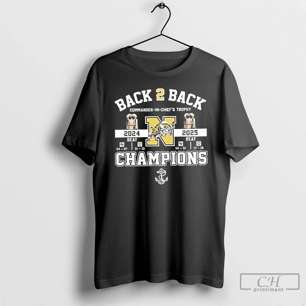 Classic Midshipmen Back Back Champions Commander Chiefs Trophy T-Shirts, Hoodie, Sweatshirt - T-Shirt, Sweatshirt, Hoodie