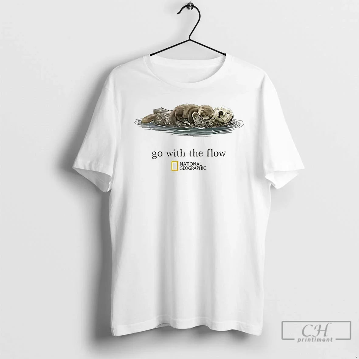 Classic National Geographic Go With The Flow Otter Unisex T-shirt, Sweatshirt, Hoodie, Long Sleeve Tee - T-Shirt, Sweatshirt, Hoodie