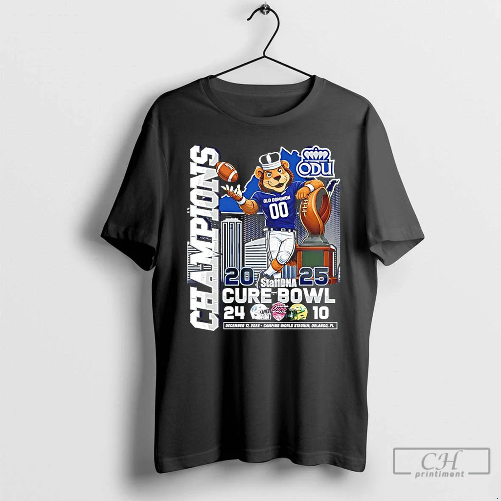 Classic Old Dominion Monarchs 2025 Staffdna Cure Bowl Champions Mascot T-Shirts, Hoodie, Sweatshirt - T-Shirt, Sweatshirt, Hoodie