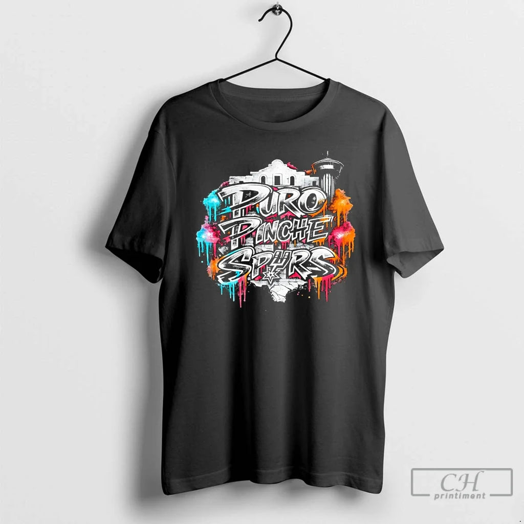 Classic Puro Pinche Party San Antonio Spurs Basketball Nba 2026 Graffiti Unisex T-shirt, Sweatshirt, Hoodie, Long Sleeve Tee - T-Shirt, Sweatshirt, Hoodie