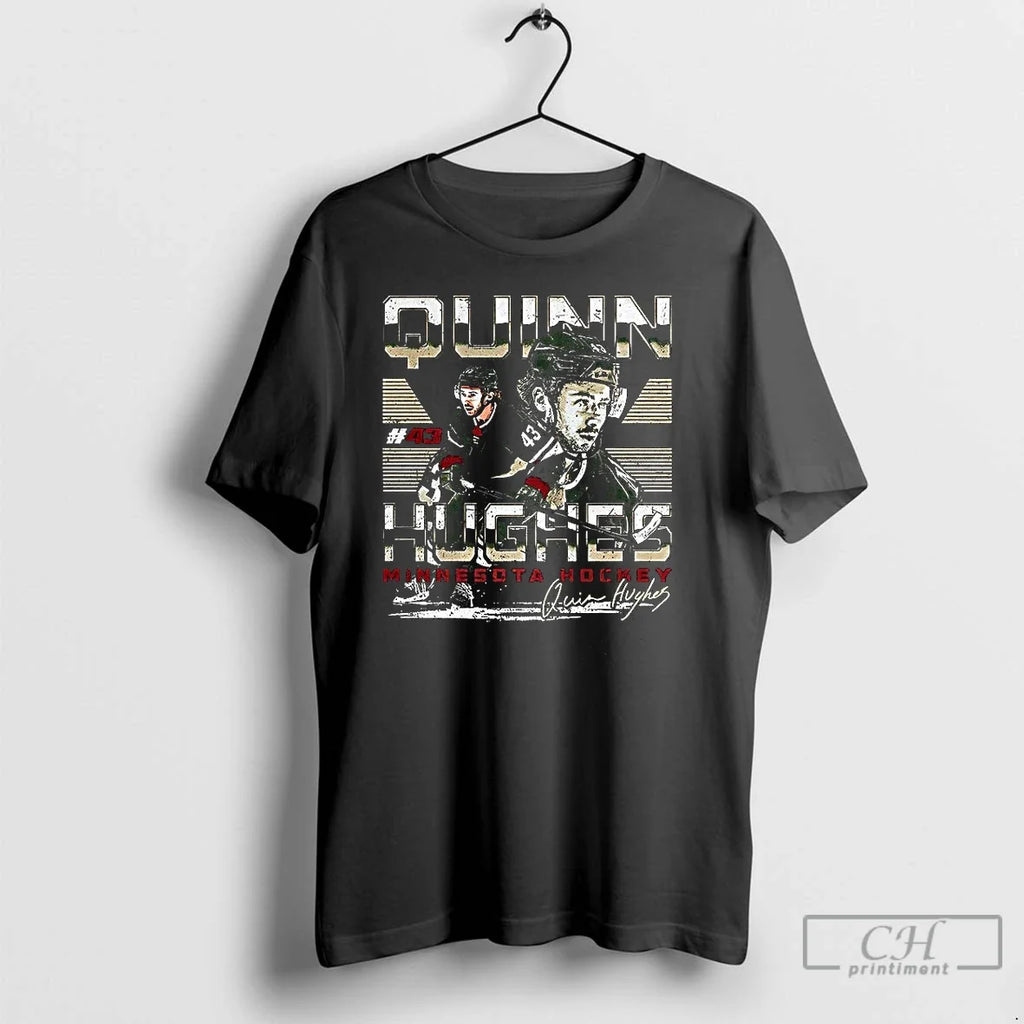 Classic Quinn Hughes Minnesota Wild Nhl Number 43 Dual Signature T-Shirts, Hoodie, Sweatshirt - T-Shirt, Sweatshirt, Hoodie