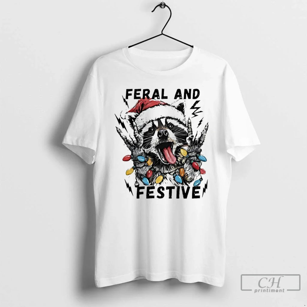 Classic Raccoon Santa Feral Festive Light T-Shirts, Hoodie, Sweatshirt - T-Shirt, Sweatshirt, Hoodie
