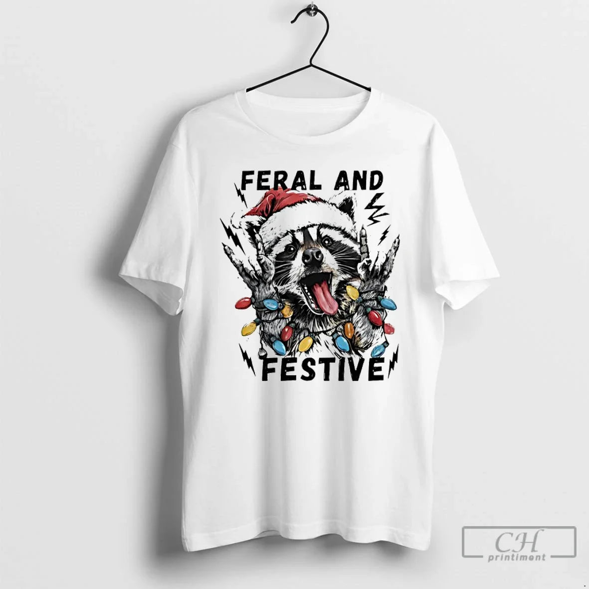 Classic Raccoon Santa Feral Festive Light T-Shirts, Hoodie, Sweatshirt - T-Shirt, Sweatshirt, Hoodie