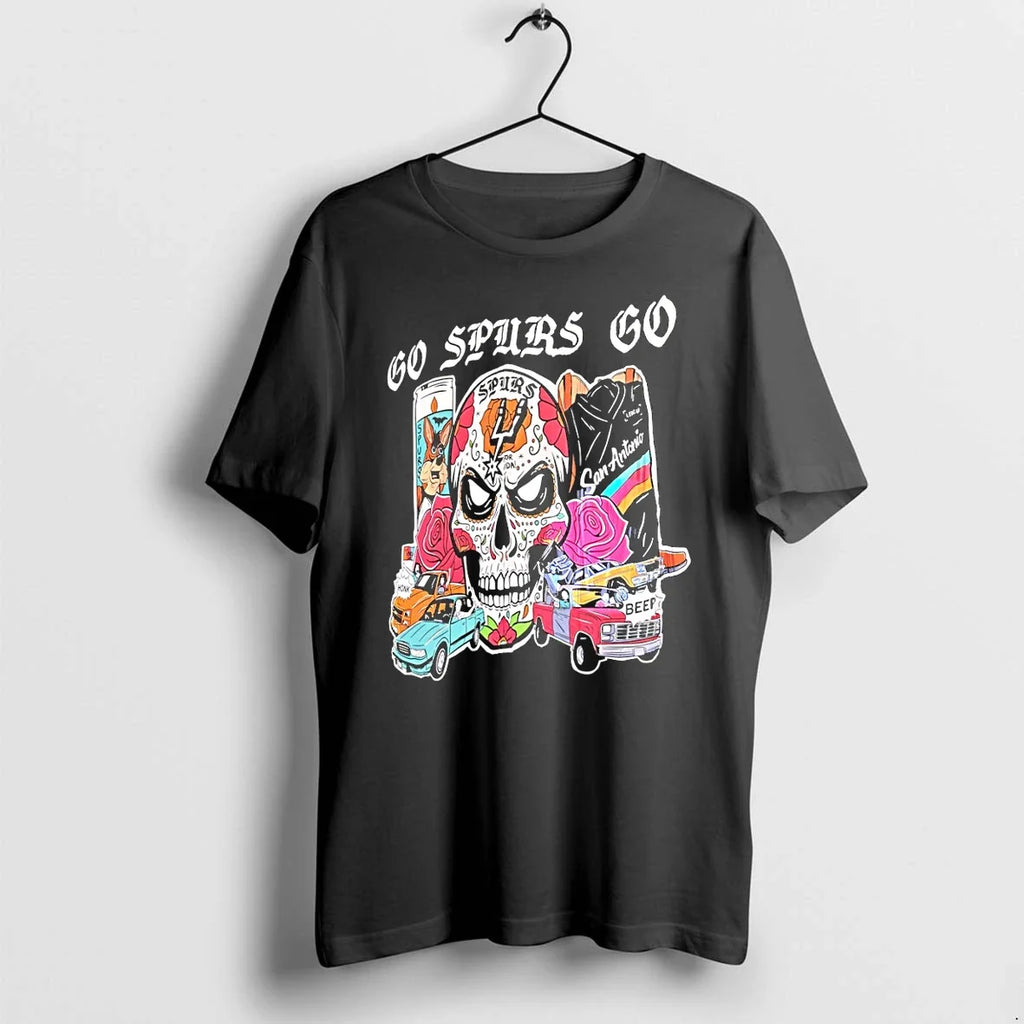 Classic San Antonio Spurs Go Spurs Go Sugar Skull Shirts Sweater Unisex T-shirt, Sweatshirt, Hoodie, Long Sleeve Tee - T-Shirt, Sweatshirt, Hoodie
