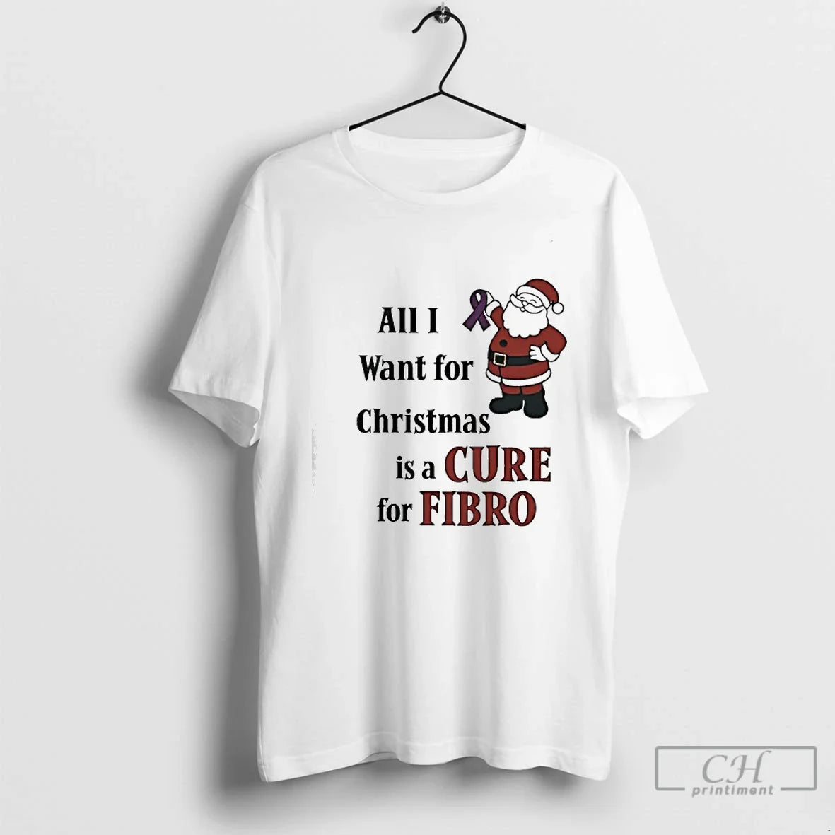 Classic Santa Awareness All I Want Is Cure Fibro T-Shirts, Hoodie, Sweatshirt - T-Shirt, Sweatshirt, Hoodie