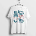 Classic She Loves Jesus And America Too Christian Patriotic 4th Of July Shirts Sweater Unisex T-shirt, Sweatshirt, Hoodie, Long Sleeve Tee - T-Shirt, Sweatshirt, Hoodie