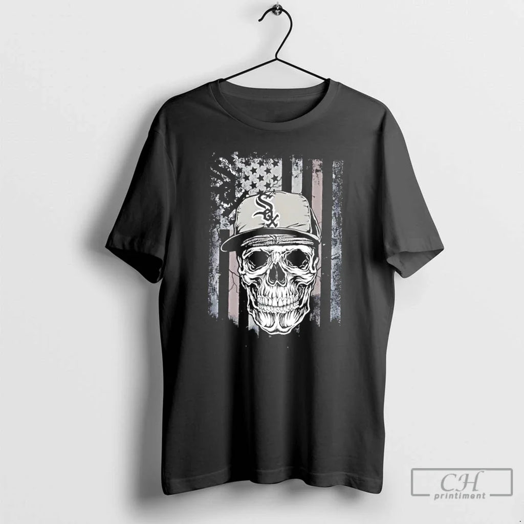 Classic Skull Wearing Cap Chicago White Sox Us Flag T-Shirts, Hoodie, Sweatshirt - T-Shirt, Sweatshirt, Hoodie
