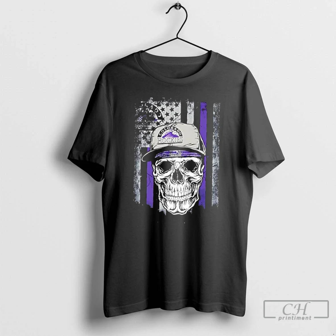 Classic Skull Wearing Cap Colorado Rockies Us Flag T-Shirts, Hoodie, Sweatshirt - T-Shirt, Sweatshirt, Hoodie