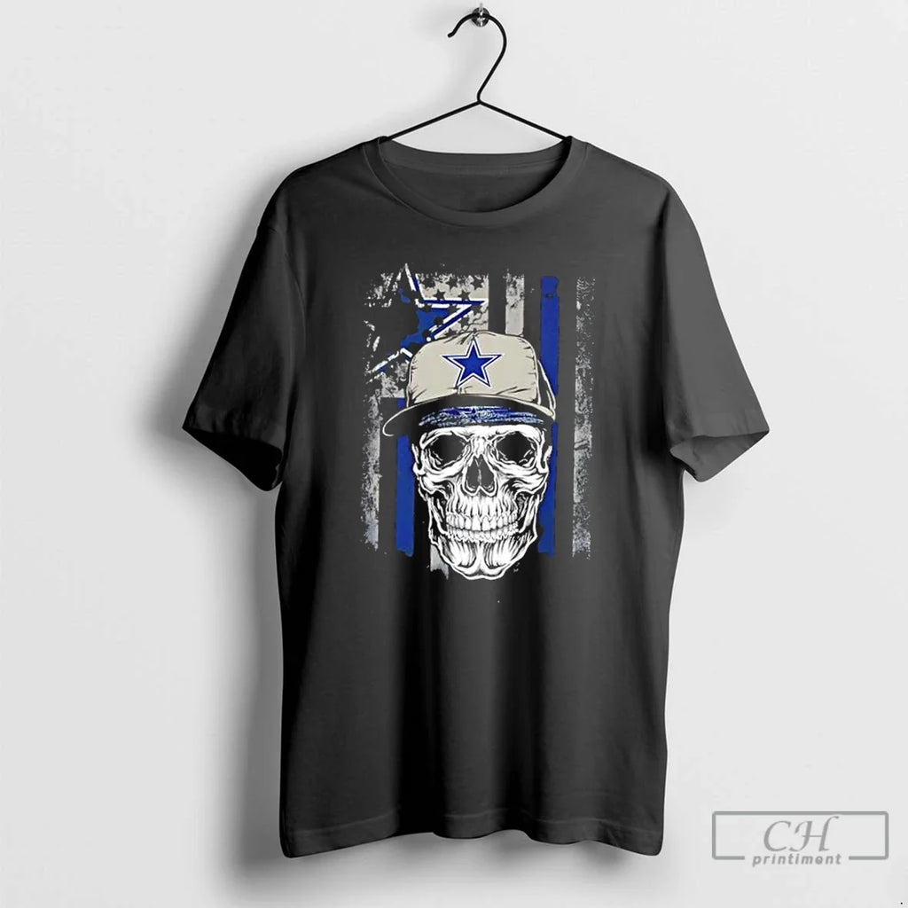 Classic Skull Wearing Cap Dallas Cowboys Us Flag T-Shirts, Hoodie, Sweatshirt - T-Shirt, Sweatshirt, Hoodie