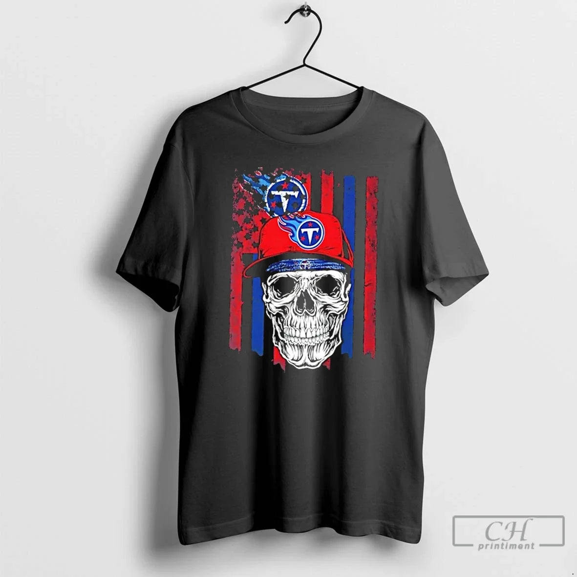 Classic Skull Wearing Cap Tennessee Titans Us Flag T-Shirts, Hoodie, Sweatshirt - T-Shirt, Sweatshirt, Hoodie