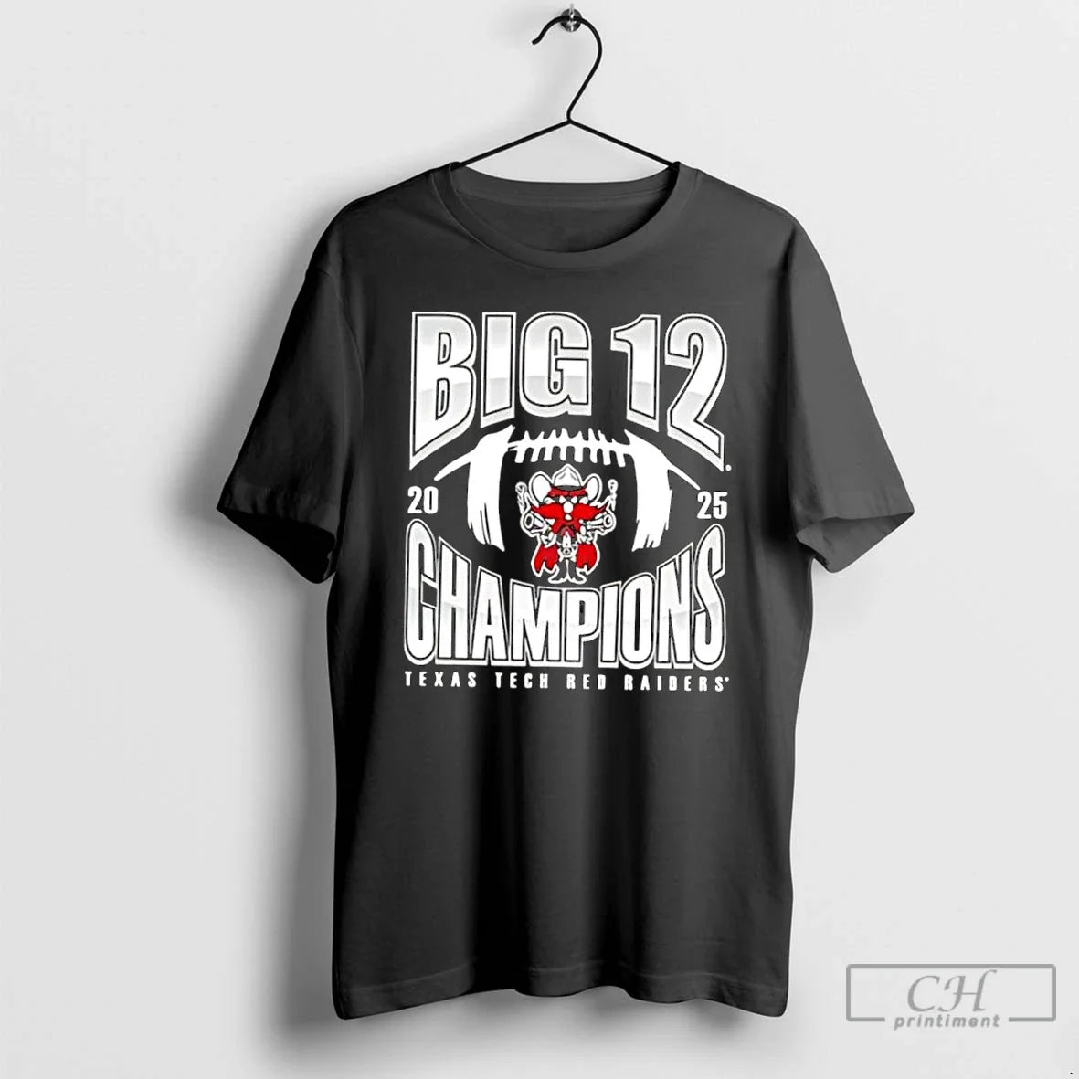 Classic Texas Tech Red Raiders Black 2025 Big 12 Football Champions Mascot T-Shirts, Hoodie, Sweatshirt - T-Shirt, Sweatshirt, Hoodie
