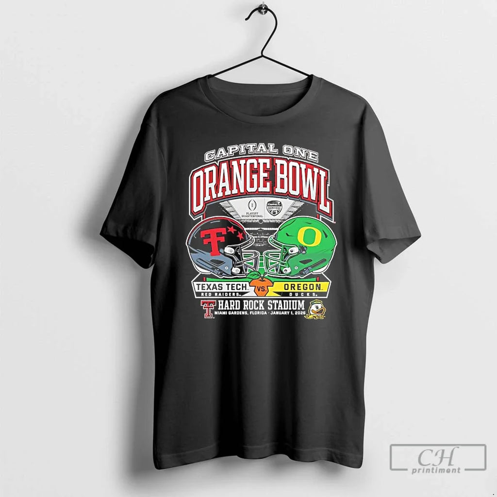 Classic Texas Tech Vs Oregon 2025 Capital One Orange Bowl Helmet T-Shirts, Hoodie, Sweatshirt - T-Shirt, Sweatshirt, Hoodie