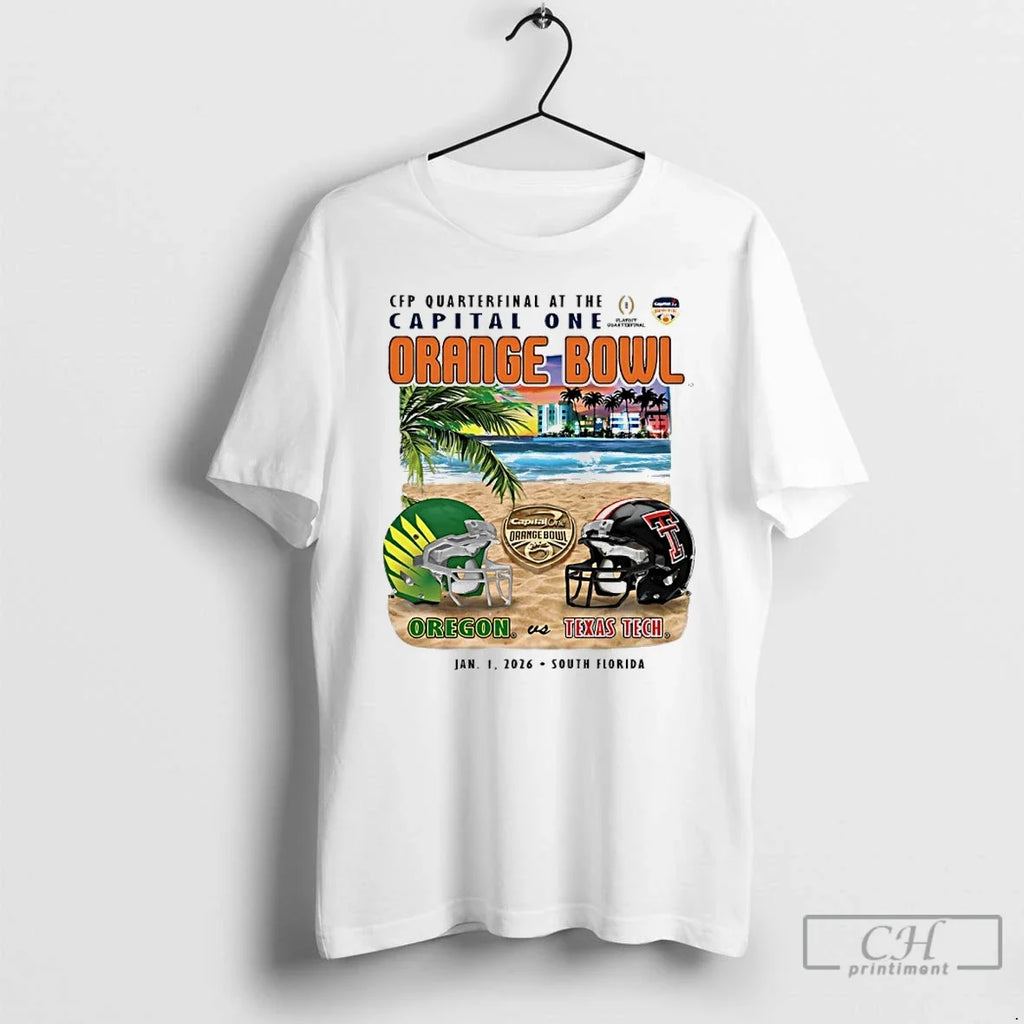 Classic Texas Tech Vs Oregon Cfp Quarterfinal Capital One Orange Bowl 2026 Helmet T-Shirts, Hoodie, Sweatshirt - T-Shirt, Sweatshirt, Hoodie