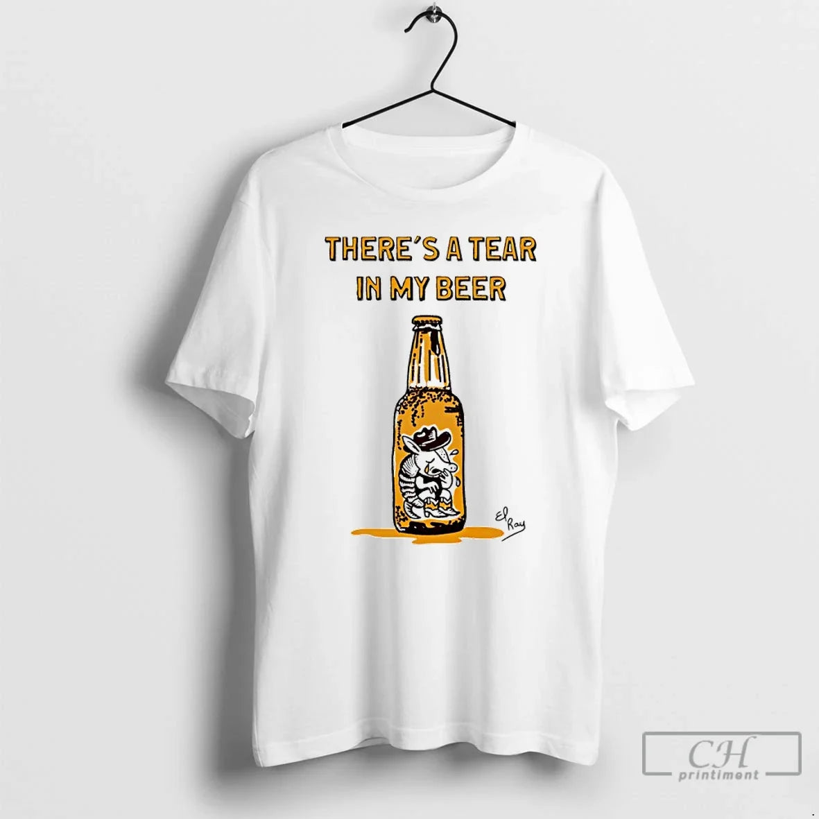 Classic Theres A Tear In My Beer Cowboy Armadillo Unisex T-shirt, Sweatshirt, Hoodie, Long Sleeve Tee - T-Shirt, Sweatshirt, Hoodie