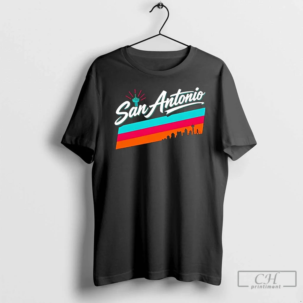 Classic Tower Of The Americas Skyline San Antonio Spurs Basketball Nba Unisex T-shirt, Sweatshirt, Hoodie, Long Sleeve Tee - T-Shirt, Sweatshirt, Hoodie