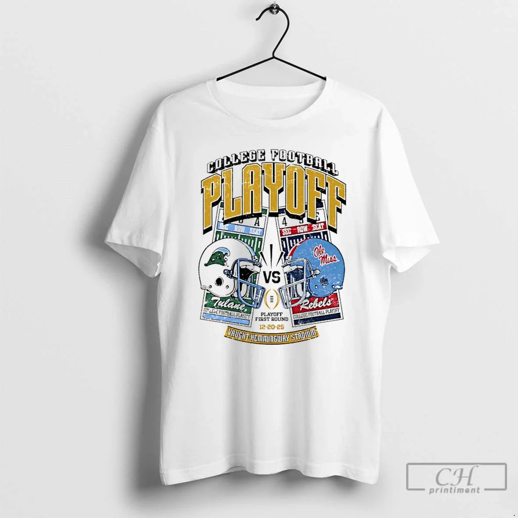 Classic Tulane Vs Ole Miss 2025 College Football Playoff Helmet Ticket T-Shirts, Hoodie, Sweatshirt - T-Shirt, Sweatshirt, Hoodie