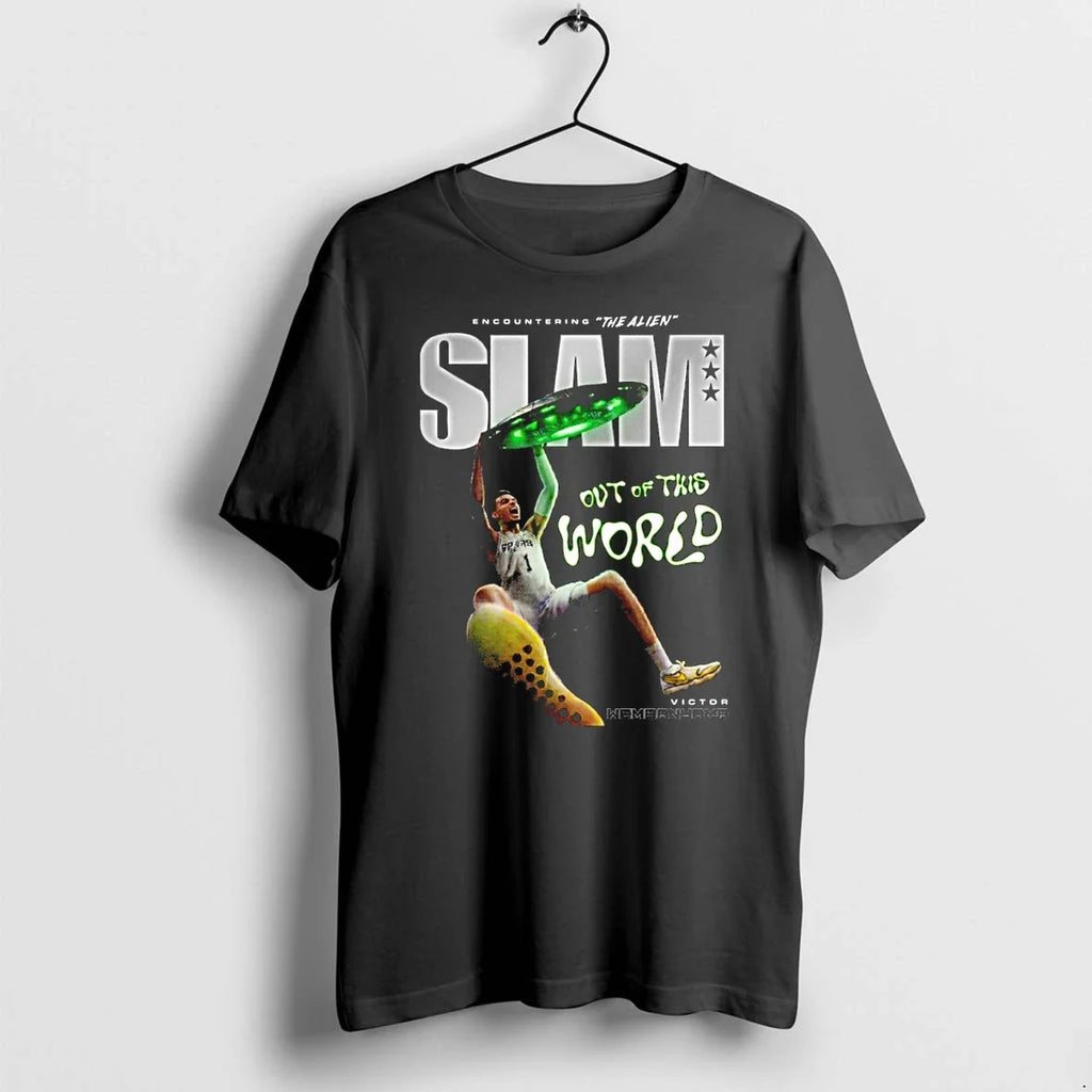 Classic Victor Wembanyama Encountering The Alien Slam Out Of This World Shirts Sweater Unisex T-shirt, Sweatshirt, Hoodie, Long Sleeve Tee - T-Shirt, Sweatshirt, Hoodie