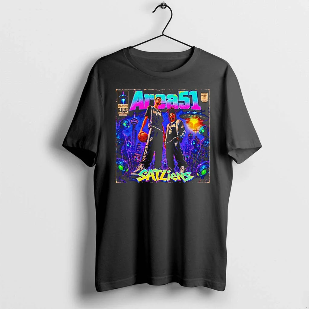 Classic Victor Wembanyama And Stephon Castle Spurs Area 51 Satliens Comic Shirts Sweater Unisex T-shirt, Sweatshirt, Hoodie, Long Sleeve Tee - T-Shirt, Sweatshirt, Hoodie