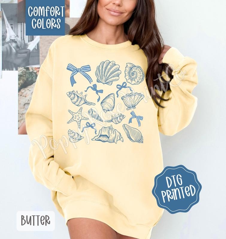 Coastal Seashells Comfort Colors Cute Summer Girly Beach T-Shirts, Hoodie, Sweatshirt - T-Shirt, Sweatshirt, Hoodie