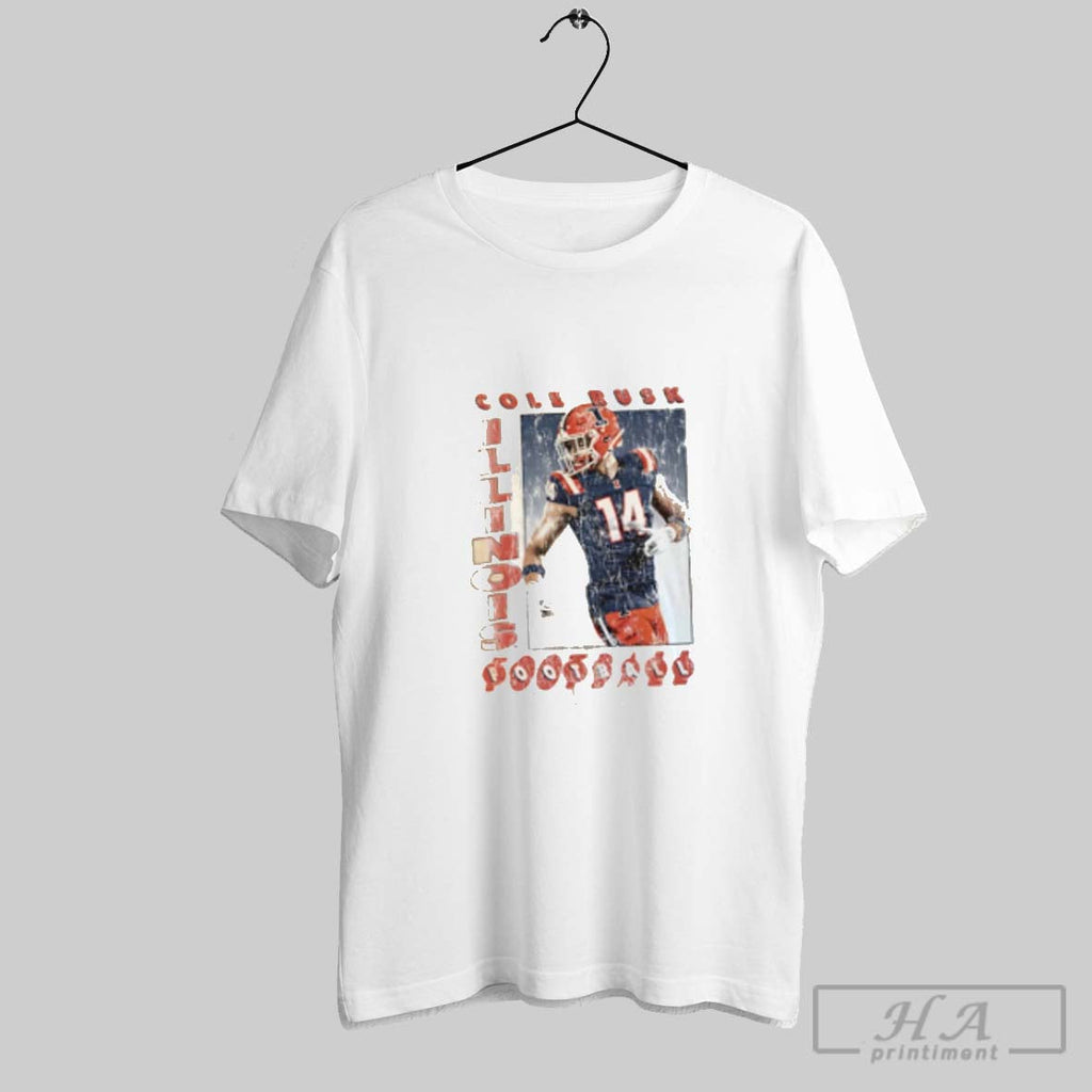 Cole Rusk Illinois Fighting Illini Illustrated Unisex T-shirt, Sweatshirt, Hoodie, Long Sleeve Tee - T-Shirt, Sweatshirt, Hoodie