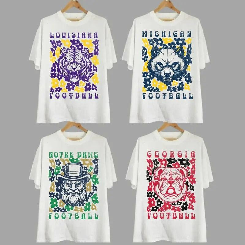 College All Teams NCAA Flower Mascot Custom Casual Cotton All Teams Fan Alabama Clemson Florida State Notre Dame Ole Miss T-Shirts, Hoodie, Sweatshirt - T-Shirt, Sweatshirt, Hoodie
