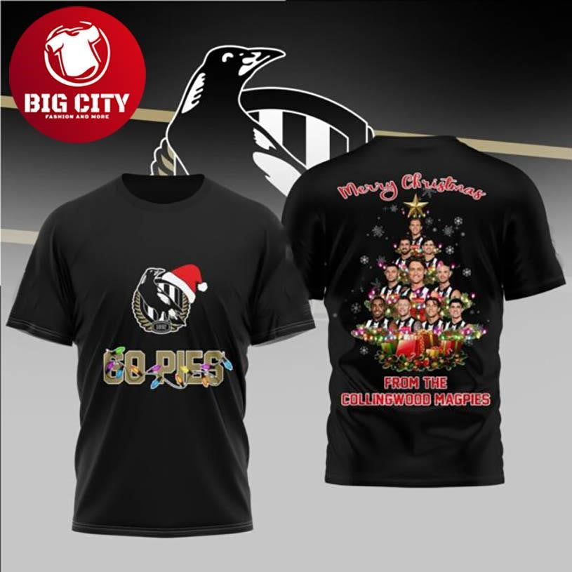 Collingwood Magpies Merry Christmas Player Two Sided Shirt Unisex T-shirt, Sweatshirt, Hoodie, Long Sleeve Tee - T-Shirt, Sweatshirt, Hoodie