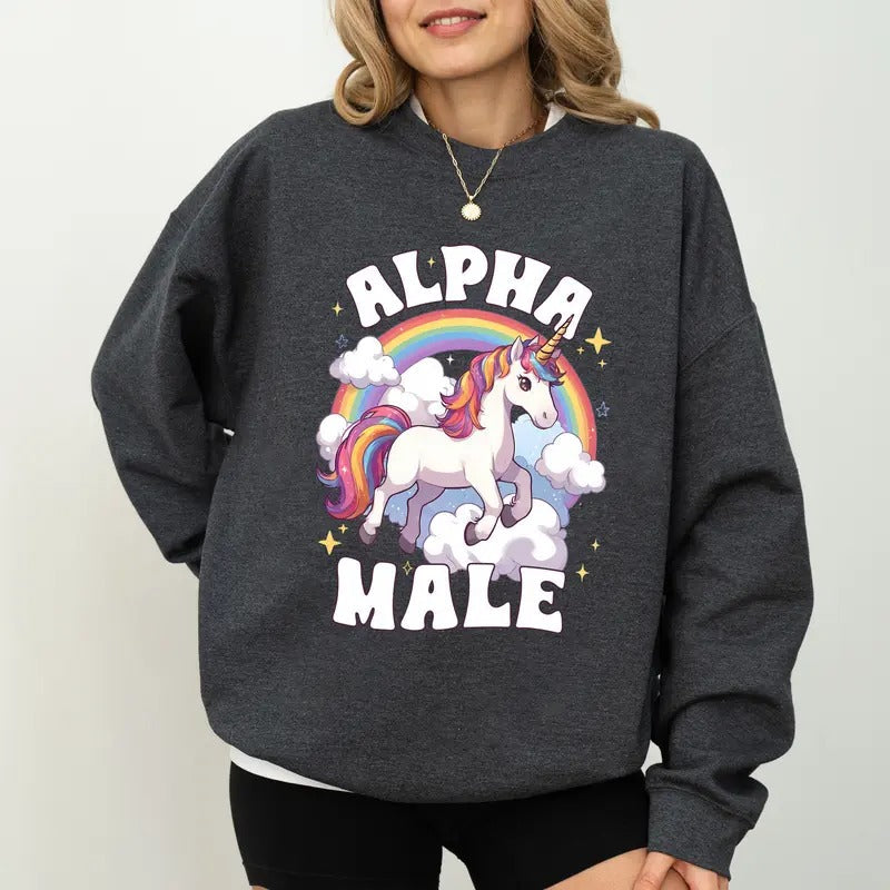 Colorful Alpha Male Funny Meme Cute Unicorn Long Sleeved Sister T-Shirts, Hoodie, Sweatshirt - T-Shirt, Sweatshirt, Hoodie