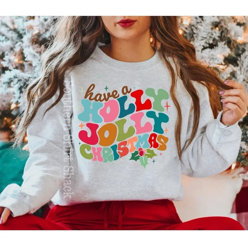 Colorful Holly Jolly T-Shirts, Hoodie, Sweatshirt - T-Shirt, Sweatshirt, Hoodie