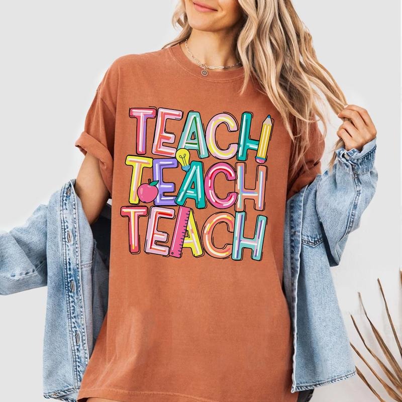 Colorful Teacher Shirt Cute Teach Back School Teacher Fun Teacher Elementary Teacher T-Shirts, Hoodie, Sweatshirt - T-Shirt, Sweatshirt, Hoodie