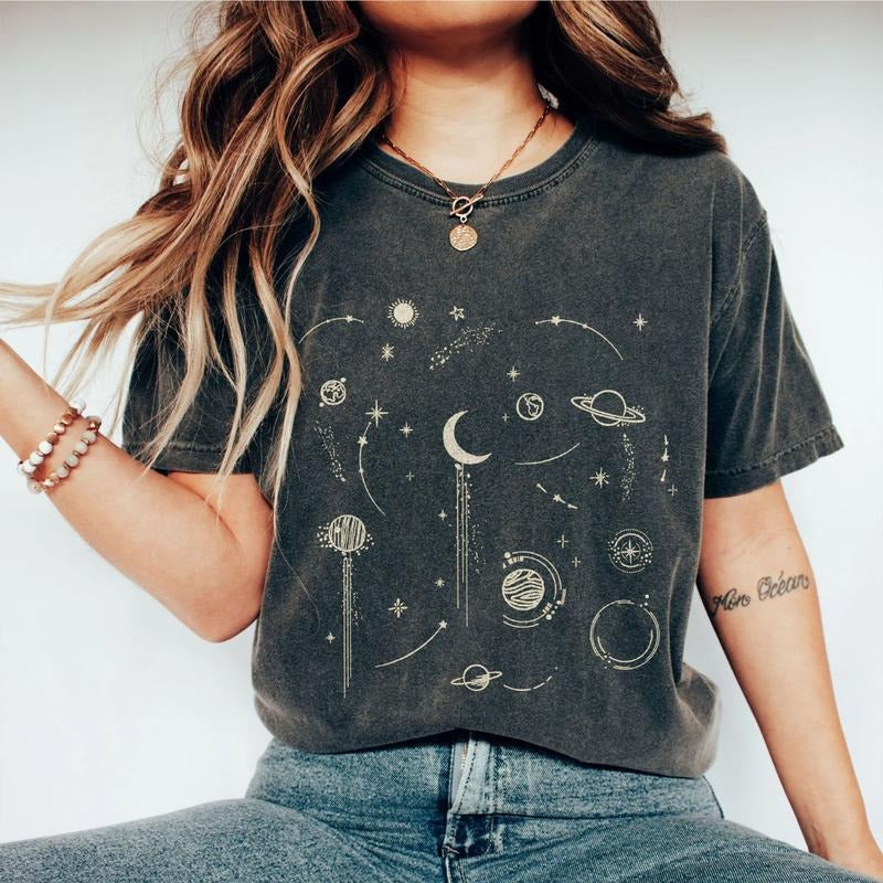 Comfort Celestial Shirt Vintage Astrology Shirt Spiritual Shirt Her Moon Mystical Boho Moon Phase Shirt Astronomy Retro Spiritual Astrology Sun Moon Top T-Shirts, Hoodie, Sweatshirt - T-Shirt, Sweatshirt, Hoodie