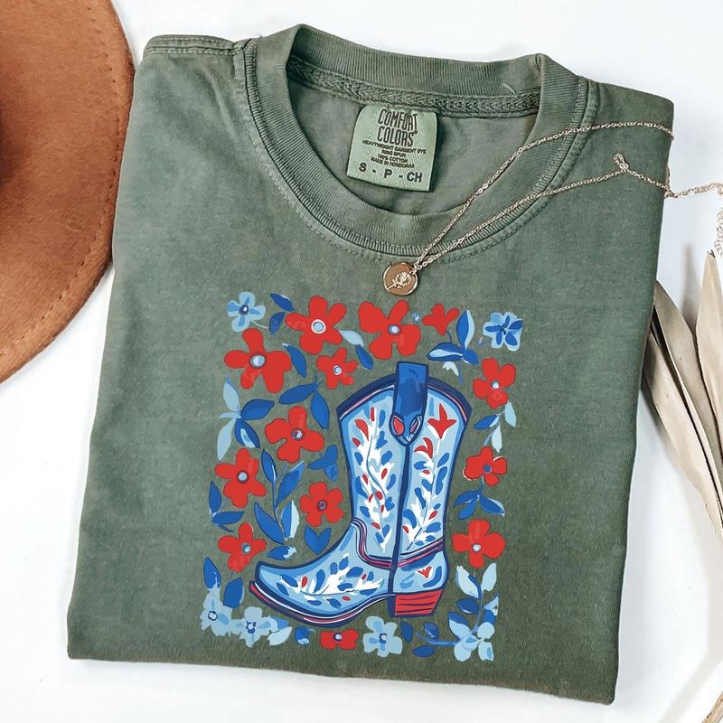 Comfort Colors 4th Cowgirl Shirt 4th July Cowgirl Boots Shirt Western Patriotic Fourth July 4th July T-Shirts, Hoodie, Sweatshirt - T-Shirt, Sweatshirt, Hoodie