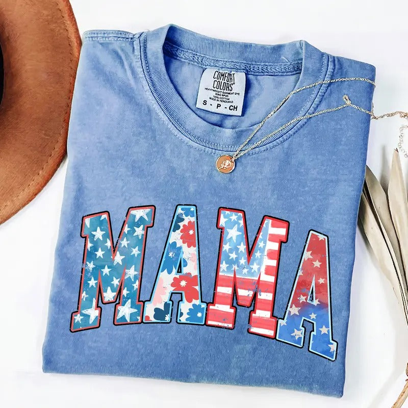 Comfort Colors American Mama Shirt Mama Retro Mama America 4th July American Mama Shirt Cotton Fit T-Shirts, Hoodie, Sweatshirt - T-Shirt, Sweatshirt, Hoodie