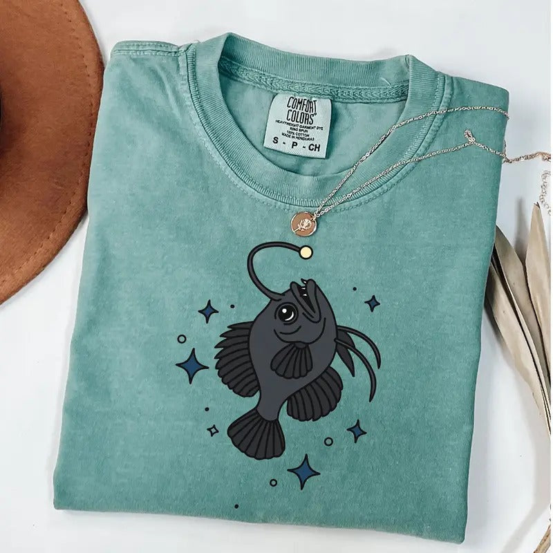 Comfort Colors Anglerfish Shirt Marine Life Shirt Fish She Rises Shirt T-Shirts, Hoodie, Sweatshirt - T-Shirt, Sweatshirt, Hoodie