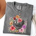 Comfort Colors Checkered Floral Chicken Shirt Wildflower Chicken Chicken Lover Shirt Farm Life T-Shirts, Hoodie, Sweatshirt - T-Shirt, Sweatshirt, Hoodie