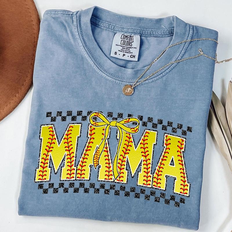 Comfort Colors Checkered Softball Mama Shirt Softball Mama Coquette Shirt Softball Game Day New Mom T-Shirts, Hoodie, Sweatshirt - T-Shirt, Sweatshirt, Hoodie