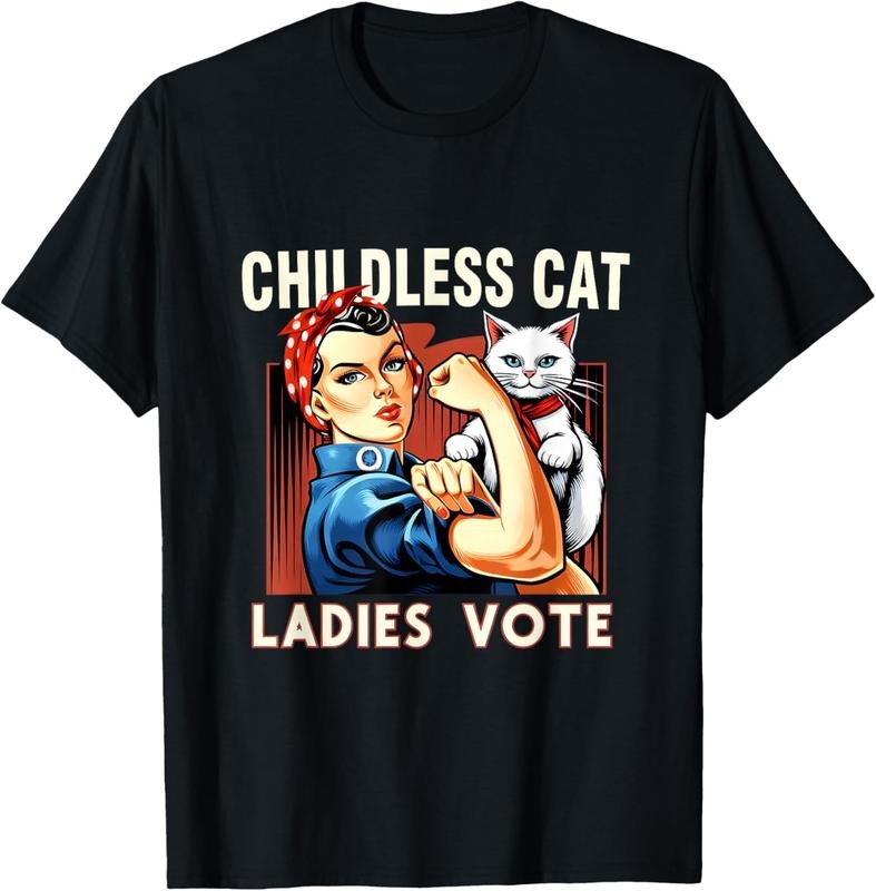 Comfort Colors Childless Cat Vote Rosie Riveter Cat Vote T-Shirts, Hoodie, Sweatshirt - T-Shirt, Sweatshirt, Hoodie